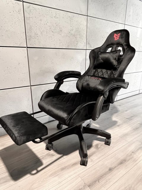 Fotel obrotowy gamingowy XL POKER PRO BLACK ALCANTARA