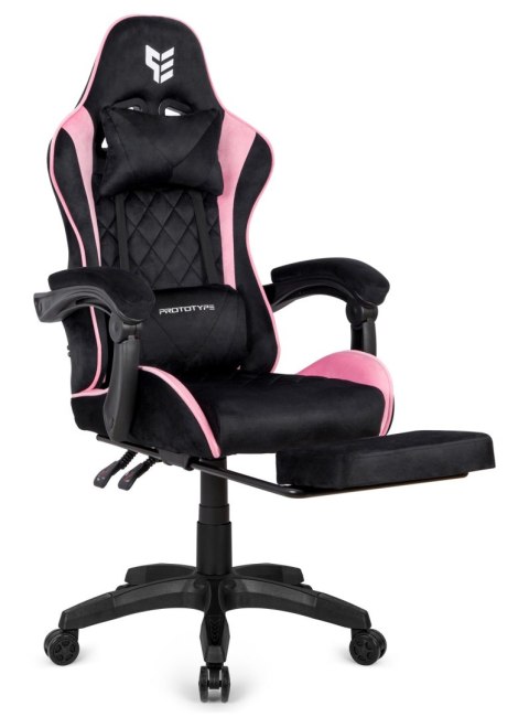 Fotel obrotowy gamingowy XL POKER PRO BLACK + PINK ALCANTARA