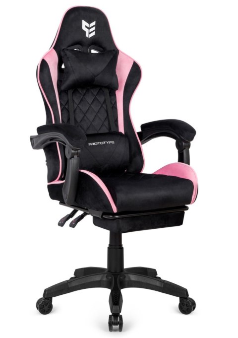Fotel obrotowy gamingowy XL POKER PRO BLACK + PINK ALCANTARA