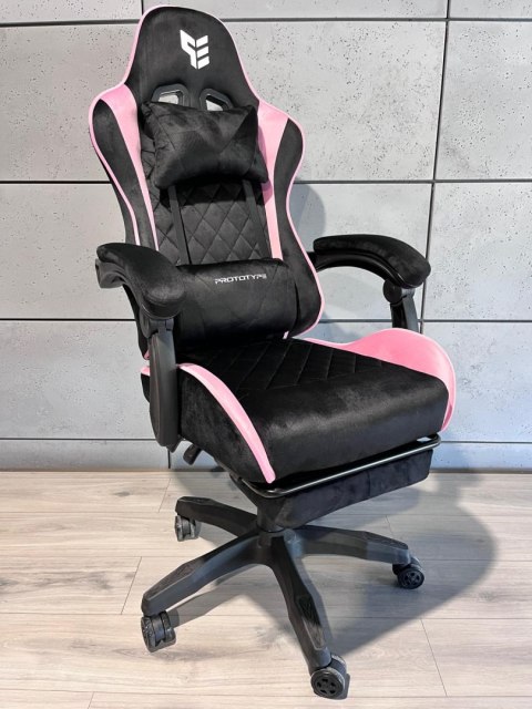 Fotel obrotowy gamingowy XL POKER PRO BLACK + PINK ALCANTARA
