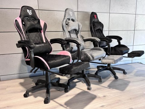 Fotel obrotowy gamingowy XL POKER PRO BLACK + PINK ALCANTARA