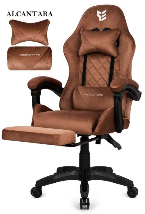 Fotel obrotowy gamingowy XL POKER PRO BROWN ALCANTARA