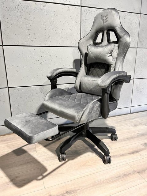 Fotel obrotowy gamingowy XL POKER PRO GREY ALCANTARA