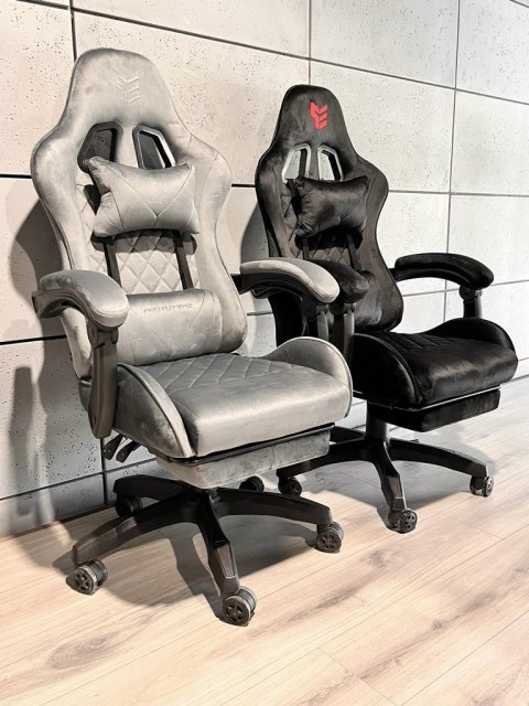 Fotel obrotowy gamingowy XL POKER PRO GREY ALCANTARA