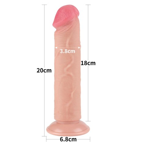 Dildo dwuwarstwowe Lovetoy TPE z przyssawką 8 cali