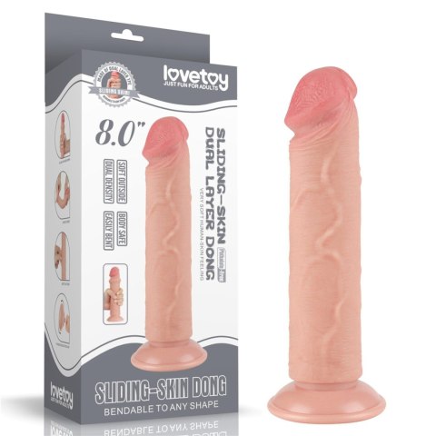 Dildo dwuwarstwowe Lovetoy TPE z przyssawką 8 cali