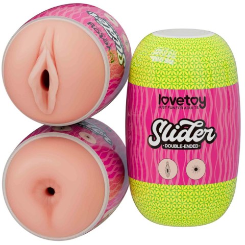 Masturbator dwustronny Lovetoy z wibracjami cielisty 10 cm