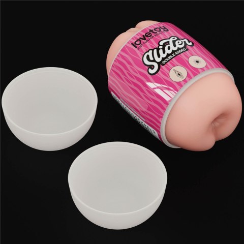 Masturbator dwustronny Lovetoy z wibracjami cielisty 10 cm