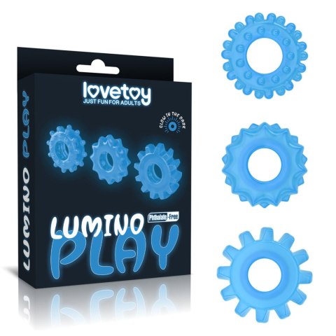 Pierścień erekcyjny Lovetoy Lumino Play niebieski świecący