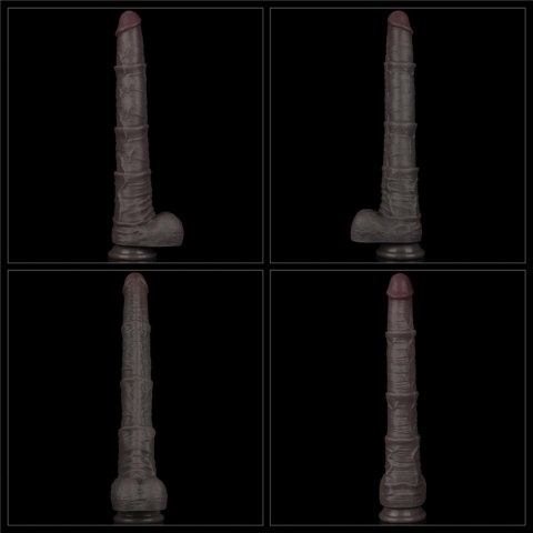 Dildo dwuwarstwowe Lovetoy giętkie czarne 40 cm