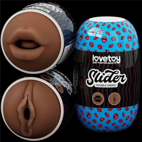 Masturbator dwustronny Lovetoy usta i pochwa brązowy z wibracjami