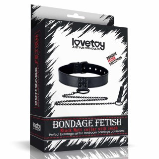 Obroża ze smyczą Lovetoy czarna matowa sztuczna skóra