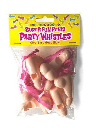 Gwizdki imprezowe w kształcie penisa Super Fun Penis 6 szt różowe