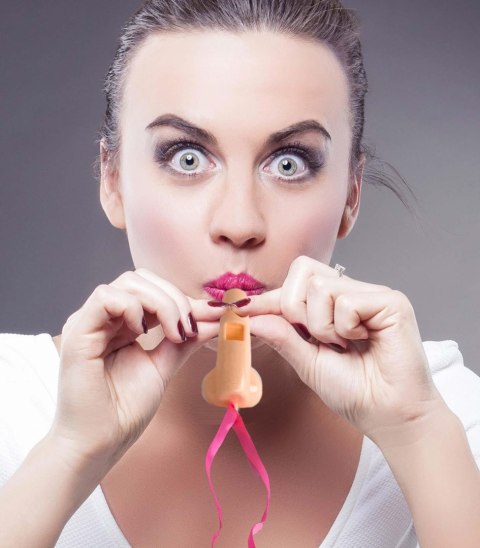 Gwizdki imprezowe w kształcie penisa Super Fun Penis 6 szt różowe