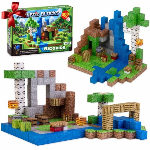 Klocki magnetyczne 300 szt kostki 2x2 cm klocki konstrukcyjne Ricokids RK-785