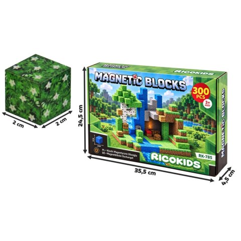 Klocki magnetyczne 400 szt kostki 2x2 cm klocki konstrukcyjne Ricokids RK-785