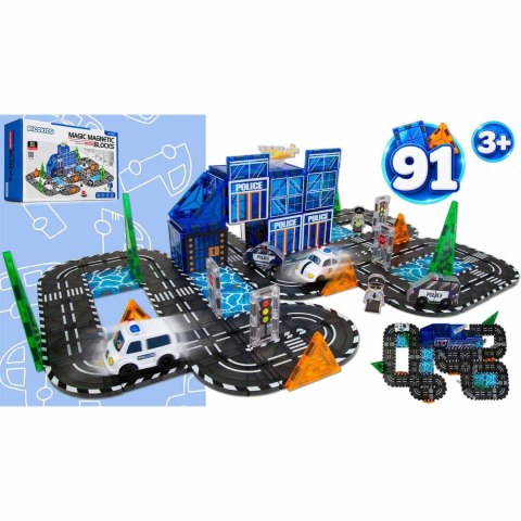 Klocki magnetyczne konstrukcyjne samojezdna policja Ricokids RK-783