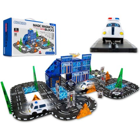 Klocki magnetyczne konstrukcyjne samojezdna policja Ricokids RK-783