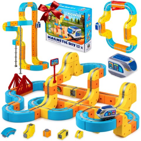 Kolejka magnetyczna tor elektryczny klocki konstrukcyjne 134 szt Ricokids RK-784