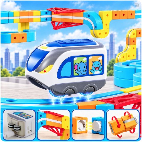 Kolejka magnetyczna tor elektryczny klocki konstrukcyjne 134 szt Ricokids RK-784