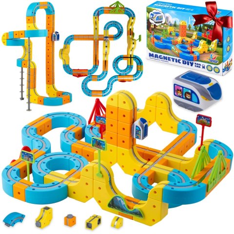 Kolejka magnetyczna tor elektryczny klocki konstrukcyjne 157 szt Ricokids RK-784