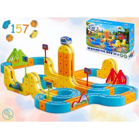 Kolejka magnetyczna tor elektryczny klocki konstrukcyjne 157 szt Ricokids RK-784