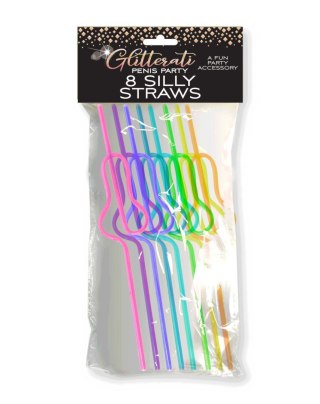 Kolorowe słomki penisowe Glitterati 8 szt