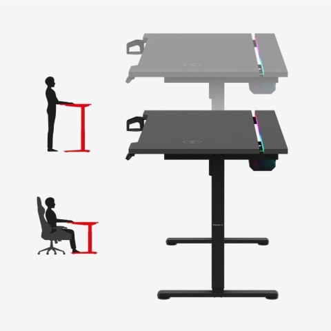 Biurko gamingowe elektryczne Hero 8.7 RGB Black 140 cm OUTLET