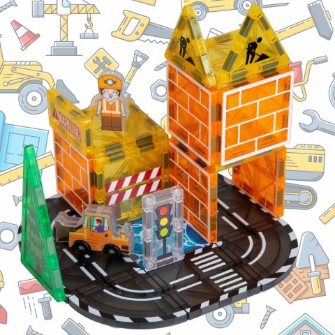 Klocki magnetyczne konstrukcyjne samojezdna koparka dźwig plac budowy Ricokids RK-783