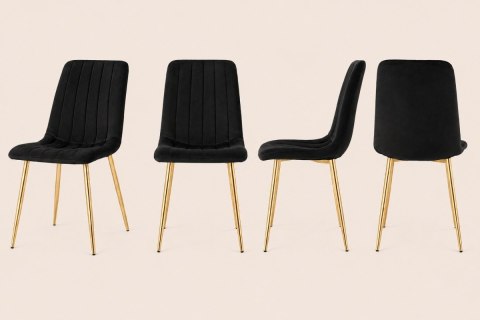 Krzesło tapicerowane AURORA VELVET BLACK GOLD
