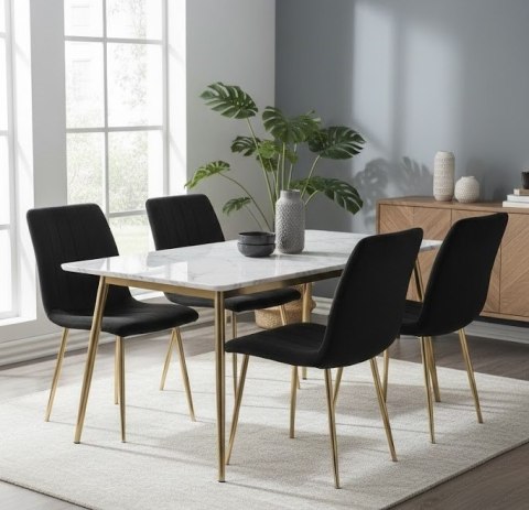 Krzesło tapicerowane AURORA VELVET BLACK GOLD