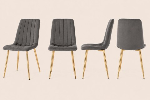 Krzesło tapicerowane AURORA VELVET DARK GREY GOLD