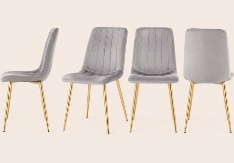 Krzesło tapicerowane AURORA VELVET LIGHT GREY GOLD