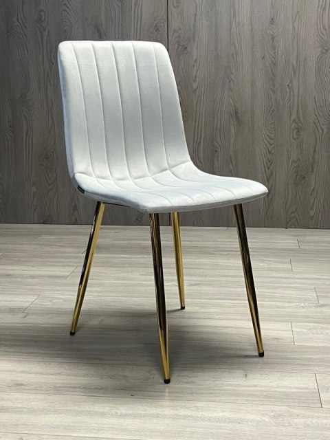 Krzesło tapicerowane AURORA VELVET LIGHT GREY GOLD