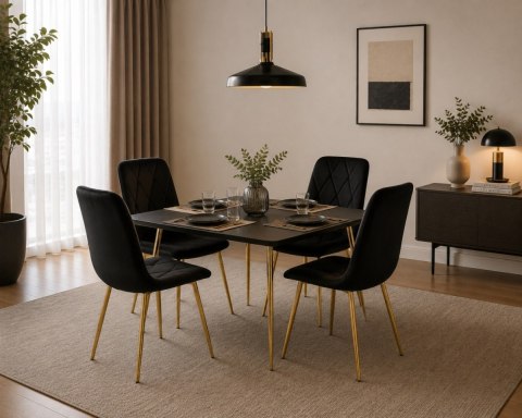 Krzesło tapicerowane BORGO VELVET BLACK GOLD
