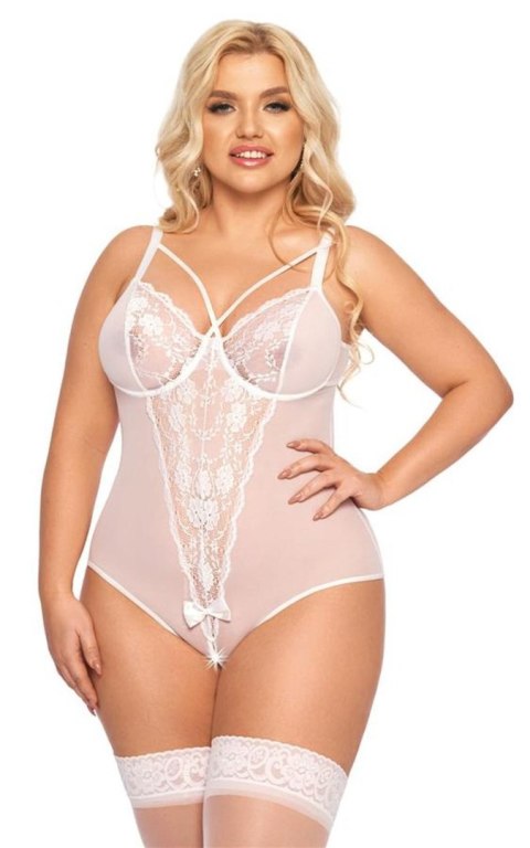 Body z koronkowymi wstawkami Amanda SoftLine biały XL