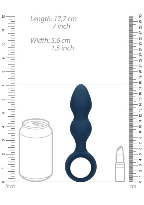 Korek analny silikonowy Loveline łezkowaty duży niebieski 12 cm