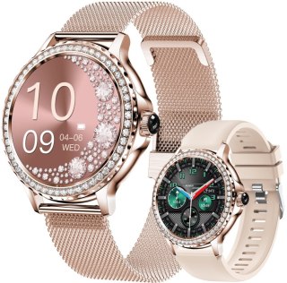 RUBICON Smartwatch Damski Rubicon RNCF19-1 Różowe Złoto  Bransoleta + Pasek