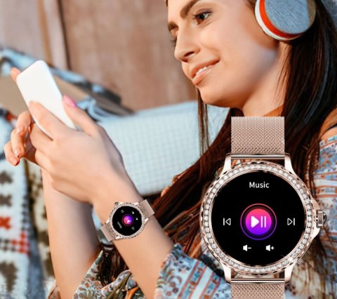 RUBICON Smartwatch Damski Rubicon RNCF19-1 Różowe Złoto  Bransoleta + Pasek