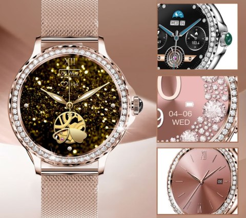 RUBICON Smartwatch Damski Rubicon RNCF19-1 Różowe Złoto  Bransoleta + Pasek