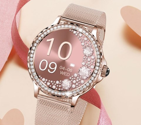 RUBICON Smartwatch Damski Rubicon RNCF19-1 Różowe Złoto  Bransoleta + Pasek