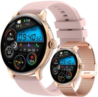 RUBICON Smartwatch Damski Rubicon RNCF35 ROSE GOLD Bransoleta + Pasek Pink