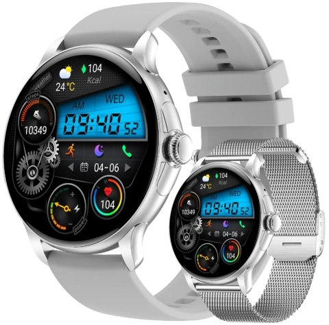RUBICON Smartwatch Damski Rubicon RNCF35 SILVER Bransoleta + Pasek