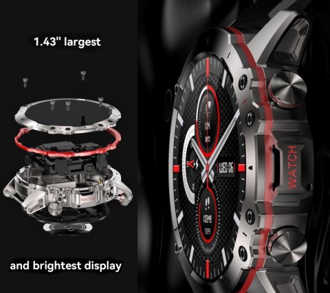 RUBICON Smartwatch Męski Rubicon RNCF18-1 BLACK Bransoleta + Pasek