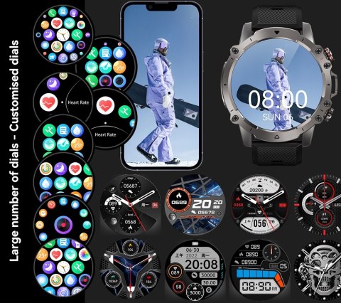 RUBICON Smartwatch Męski Rubicon RNCF18-1 BLACK Bransoleta + Pasek