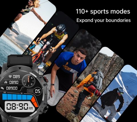 RUBICON Smartwatch Męski Rubicon RNCF18-1 BLACK Bransoleta + Pasek