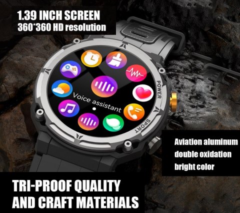 RUBICON Smartwatch Męski Rubicon RNCF25-1 BLACK