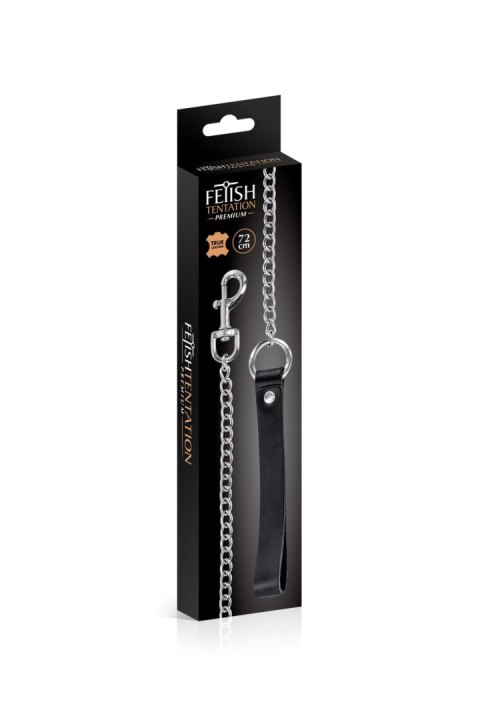 Smycz metalowa ze skóry bydlęcej Fetish Premium 72 cm