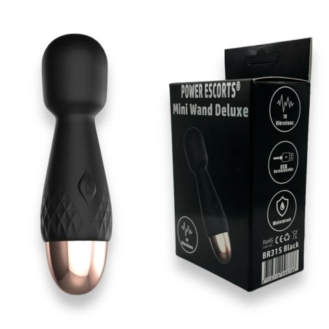 Mini wibrator wand Power Escorts silikonowy czarny USB 11,6 cm