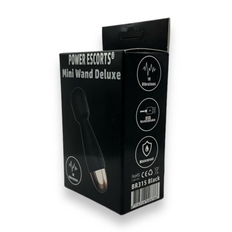 Mini wibrator wand Power Escorts silikonowy czarny USB 11,6 cm